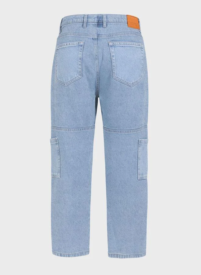 The Indian Garage Co  Men Regular Fit Solid Patch Pocket Mid-Rise Jeans for Men | Best Price UAE